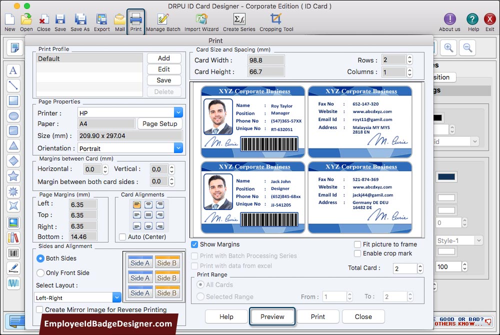 Print designed ID cards