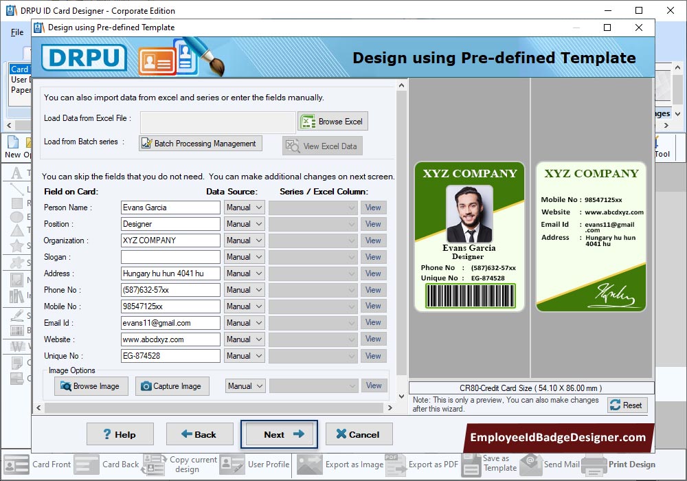 Select excel column