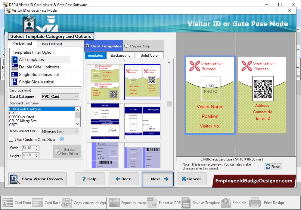 Choose any one pre-defined card sample